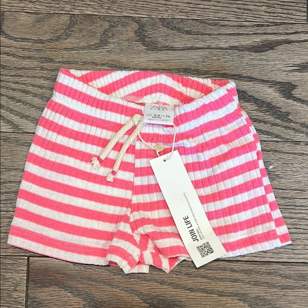 Zara Kids Pink Striped Shorts